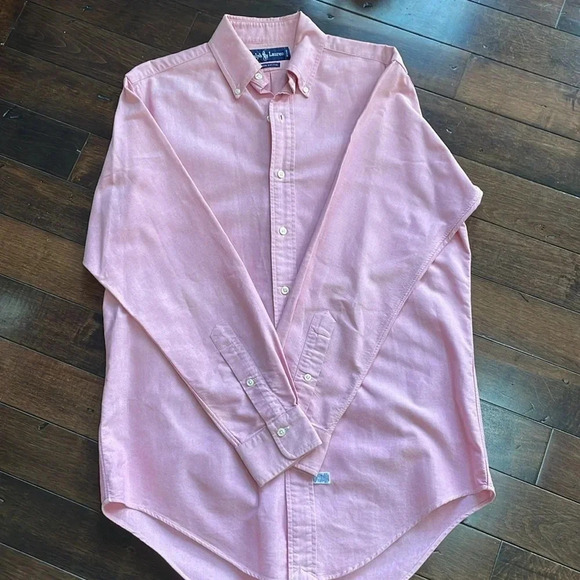 Ralph lauren Oxford Long-Sleeve button down Shirt Faded red Size 14 1/2-33 - Picture 5 of 12